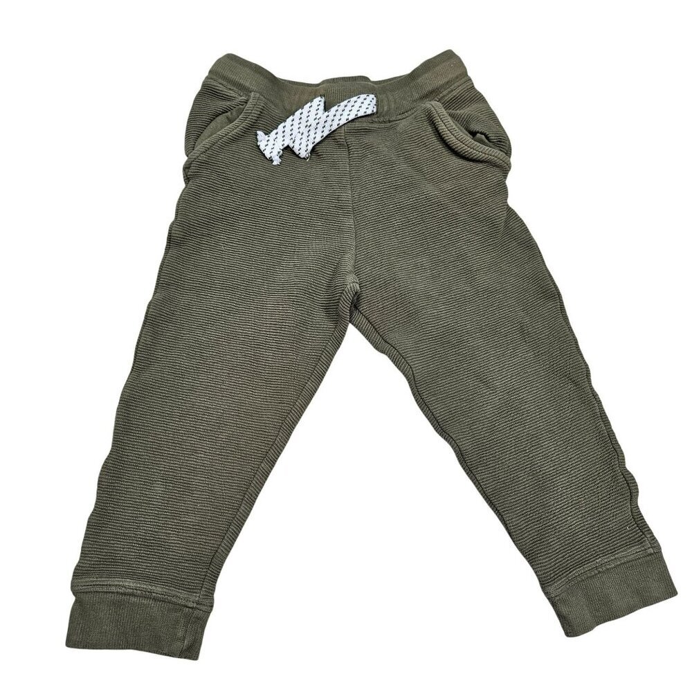 Tommy Bahama Kids Olive Green Ribbed Jogger Pants With‎ Drawstring Waist Size 4T